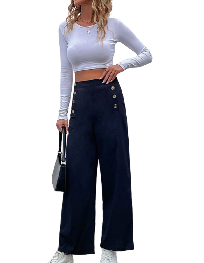 SHOPIQAT Women's Cross-Border Slim Button Casual Pants - Premium from shopiqat - Just $8.750! Shop now at shopiqat